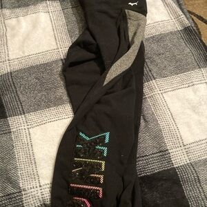PINK Victoria's Secret Black and Gray Leggings Athletic Style